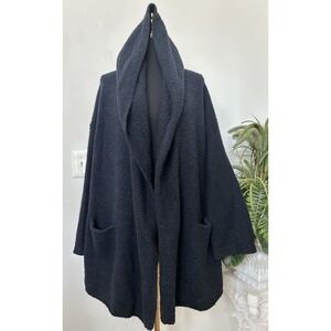 Vince S Wool Silk Cashmere Hooded Blanket Coatigan Fluffy Sweater Coat